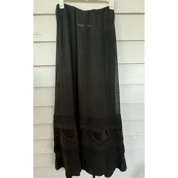 Antique 1910's French Voile Black Skirt Soutache Velvet Embellished XS - Picture 1 of 16
